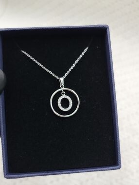 Silver Double Circle Pendant Necklace - Elegant Women's Jewelry